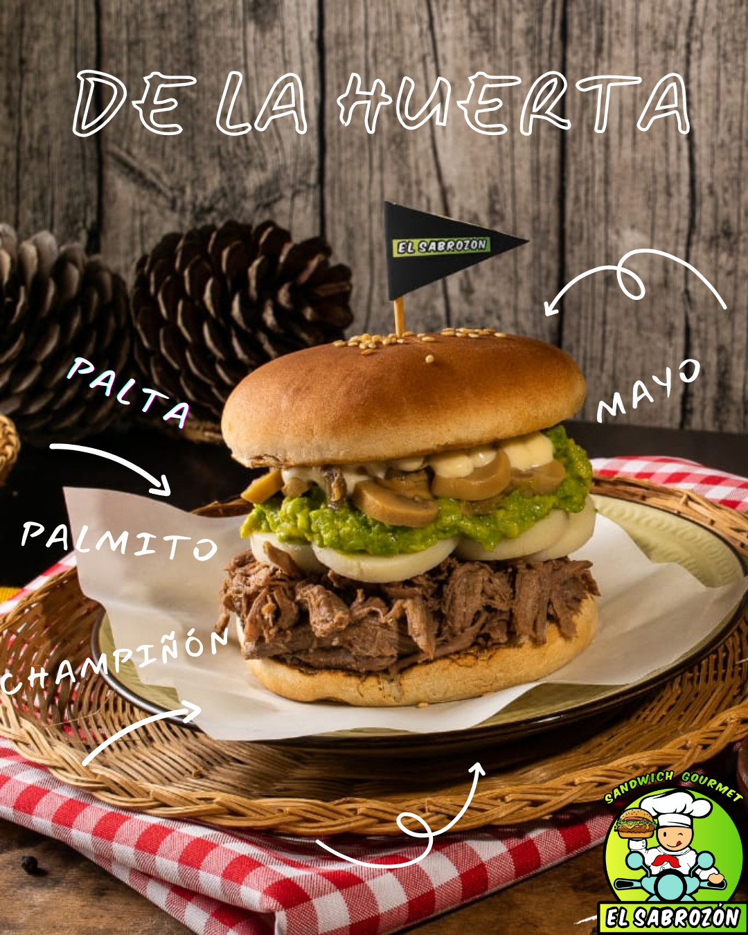 Sandwich De la Huerta - El Sabrozón (estilo burguer, hamburguesa)