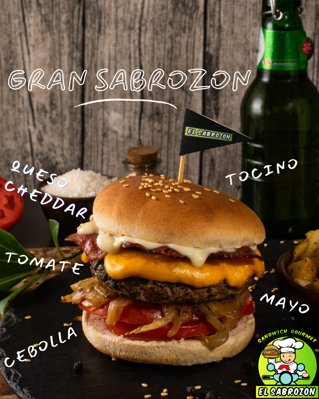 Sandwich Gran Sabrozón - El Sabrozón (estilo burguer, hamburguesa)