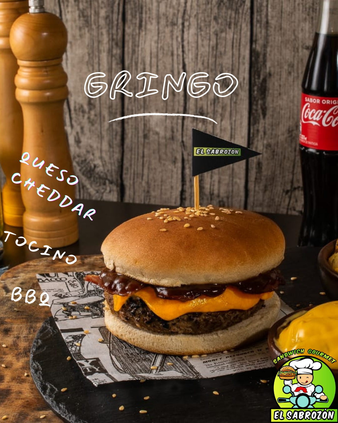 Sandwich Gringo - El Sabrozón (estilo burguer, hamburguesa)