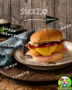 Sandwich Suizo - El Sabrozón (estilo burguer, hamburguesa)